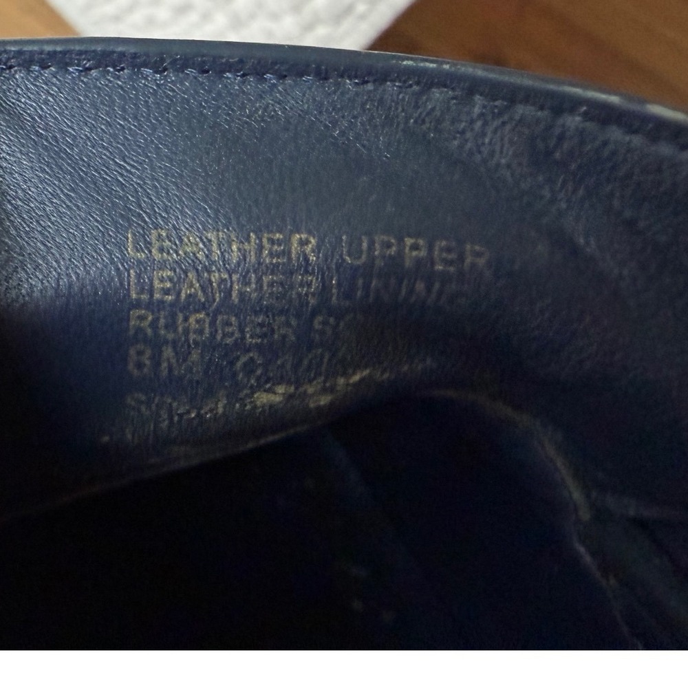Tory Burch Women Navy Patent Leather Golf Tee Loafers Flat Shoes T-Logo Size 8M - Picture 8 of 8